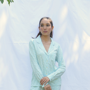 Cosy cocoon PJ Blue Palm Prints Set