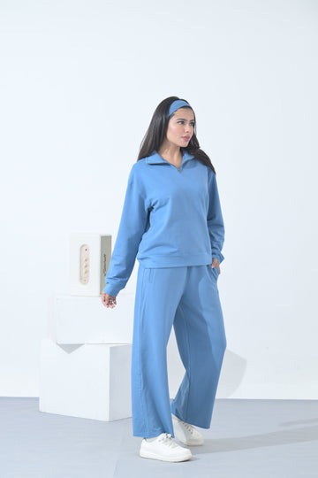 100% Supima Cotton Winter Tide Coord Set (Surf Blue)