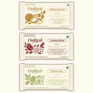 OnReal Variety Pack – Peanut Butter, Almond Butter & Matcha Protein Bars