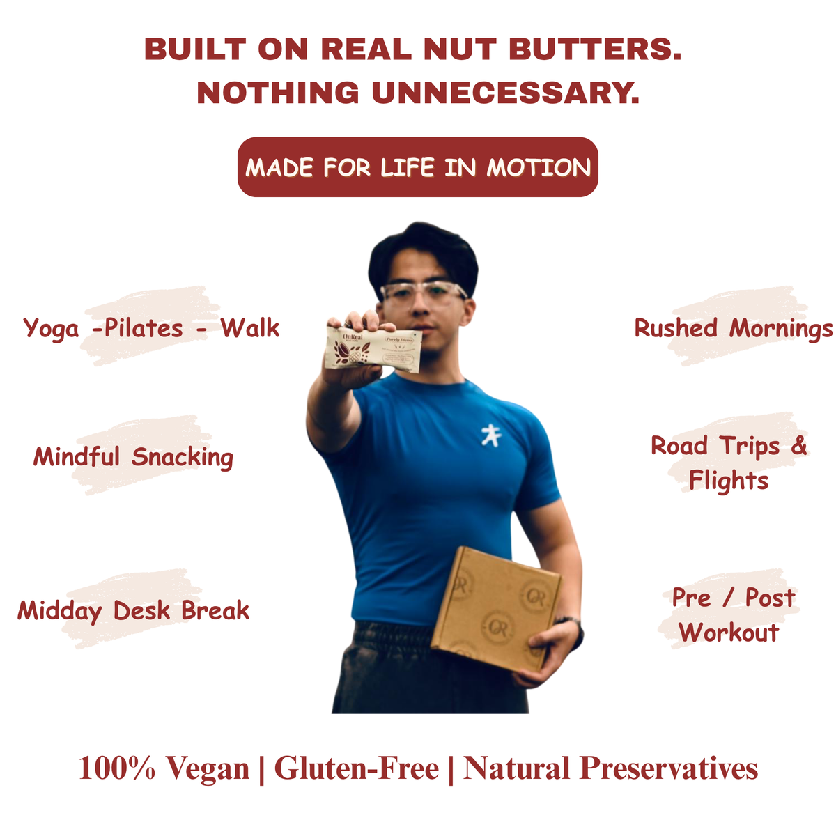 OnReal Purely Divine Plant-Based Protein Bars | 15g Plant Protein | Almond Butter, Ragi & Quinoa Puffs | Vegan