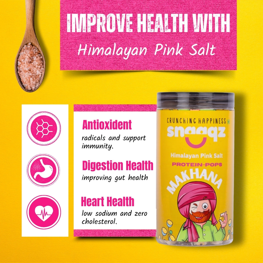 SNAAQZ Himalayan Pink Salt Makhana 70g – Healthy Roasted Lotus Seeds Snack