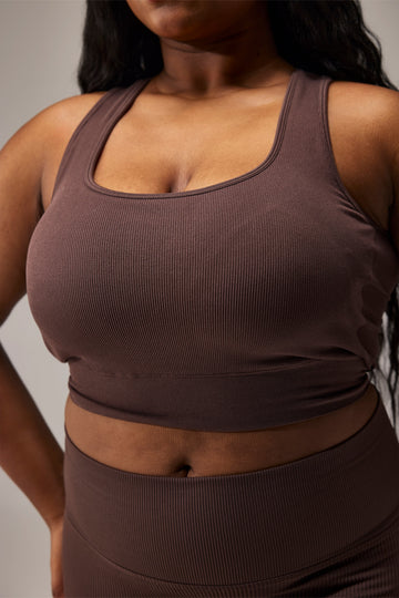 SEAMLESS PADDED BRA - COFFEE