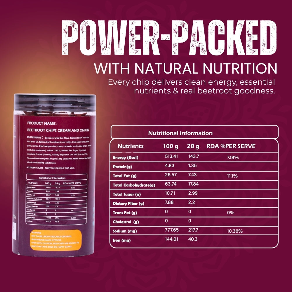 SNAAQZ Beetroot Chips Cream & Onion 150g Healthy Crunchy Snack Gluten Free