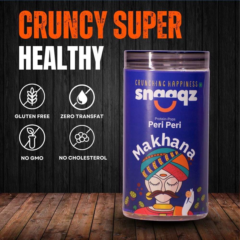 SNAAQZ Peri Peri Makhana 70g – Healthy Roasted Spicy Lotus Seeds Snack