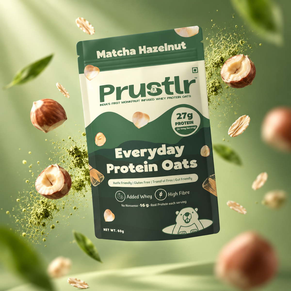 Everyday Protein Oats | Matcha Hazelnut | Pack of 5 x 60g