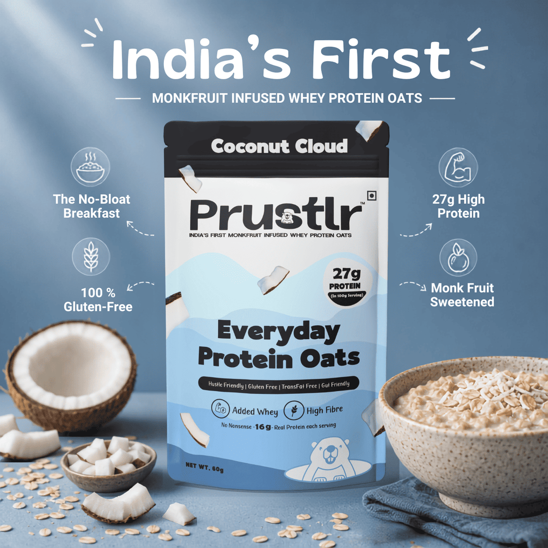 Everyday Protein Oats | Coconut Cloud | Pack of 5 x 60g