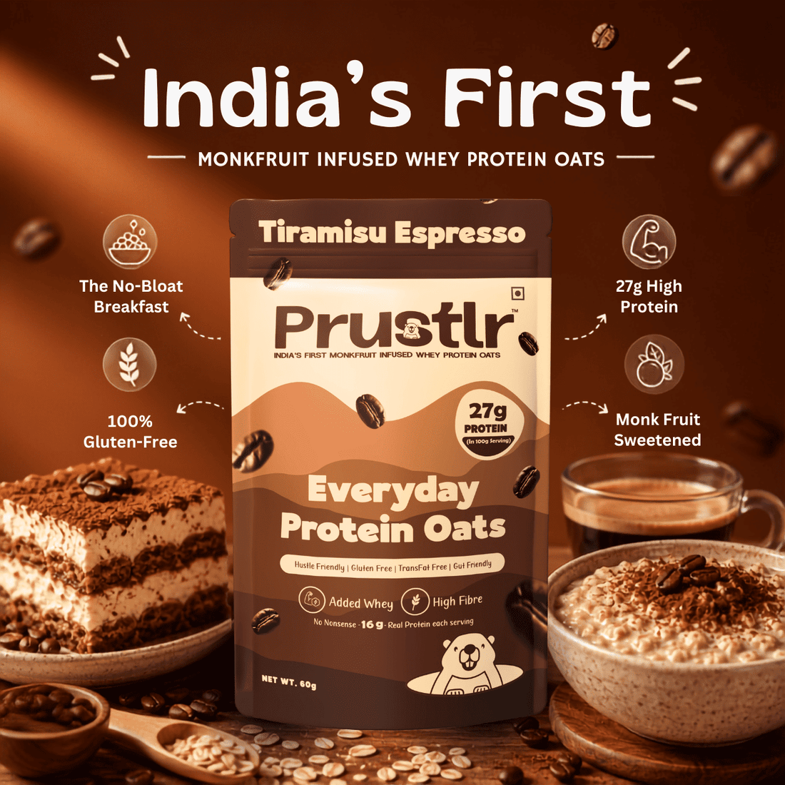 Everyday Protein Oats | Tiramisu Espresso | Pack of 5 x 60g