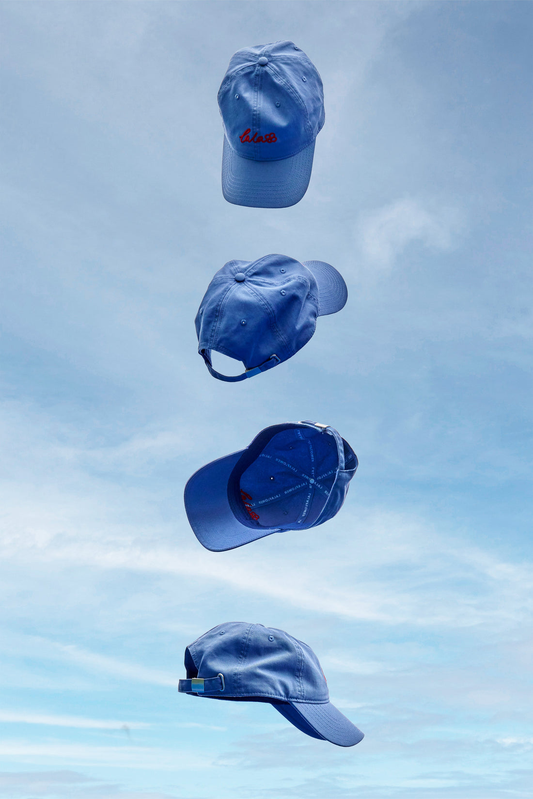 BLUE CAP WITH RED EMBROIDERY