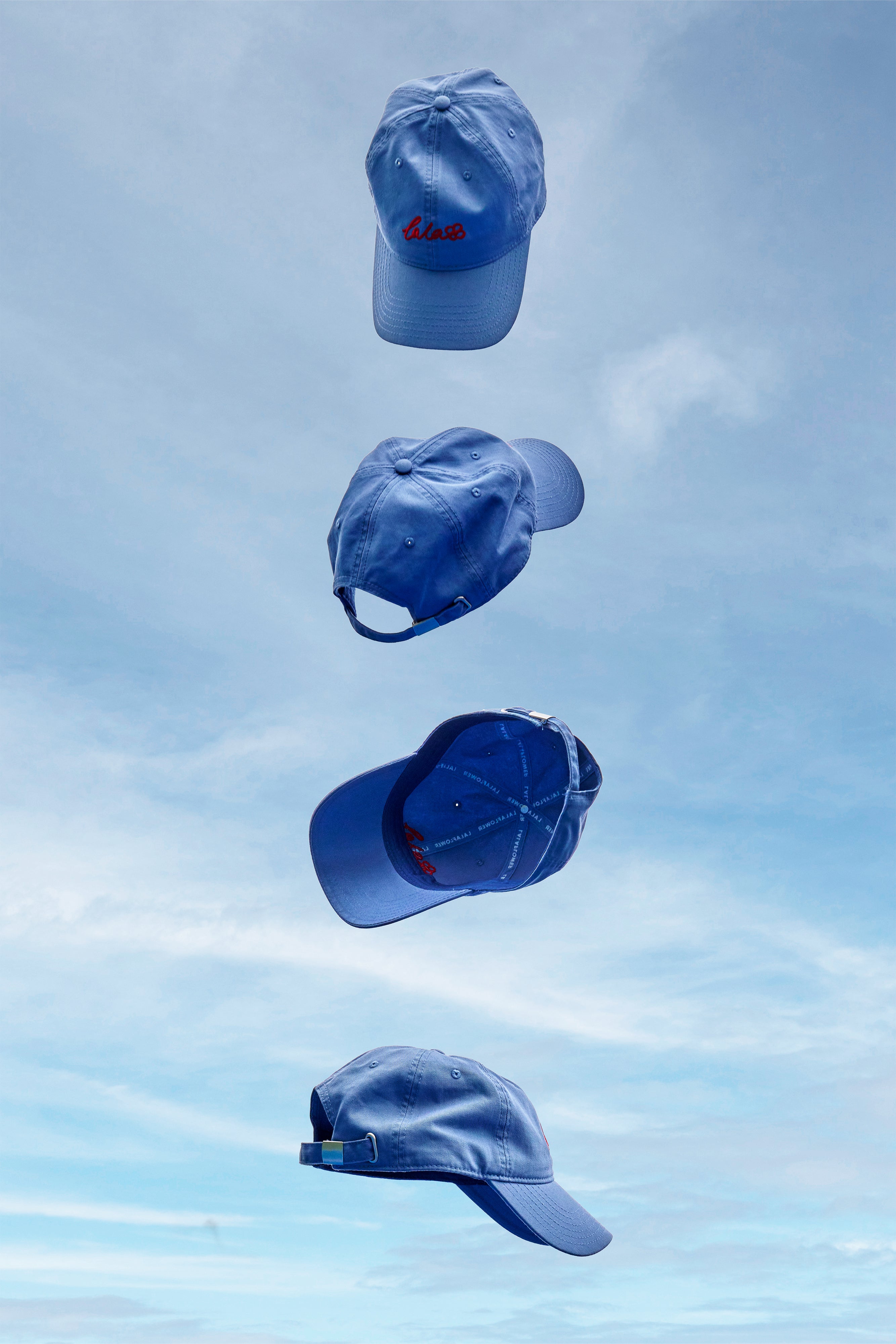 BLUE CAP WITH RED EMBROIDERY