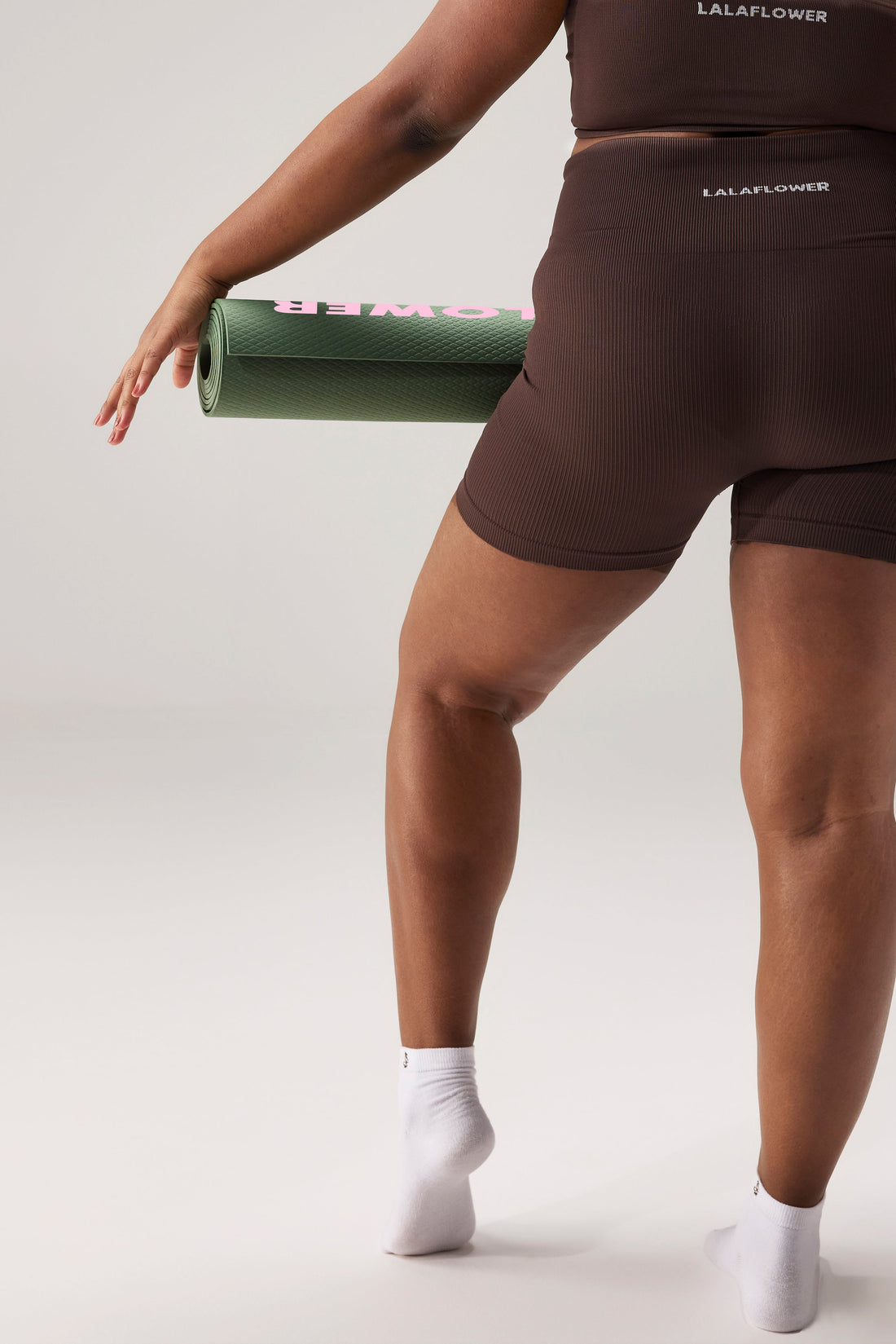 YOGA MAT IN LALA GREEN WITH PINK LOGOS