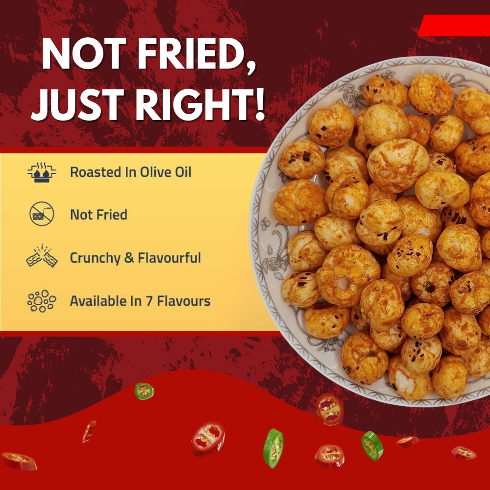 SNAAQZ Chilly Garlic Makhana 70g – Healthy Roasted Spicy Lotus Seeds Snack