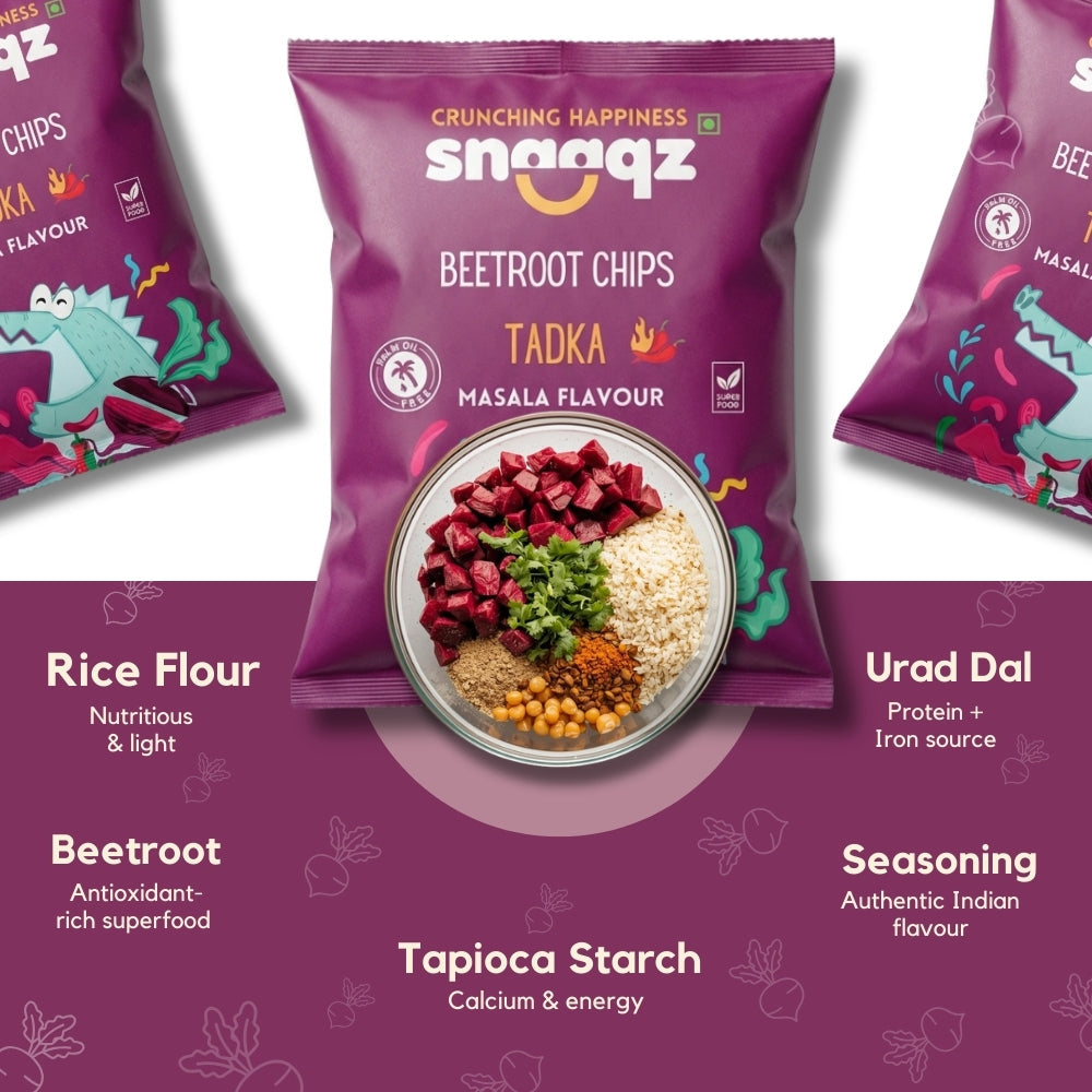 Beetroot Chips Pack of 2 – Masala | 2 x 70g | Snaaqz