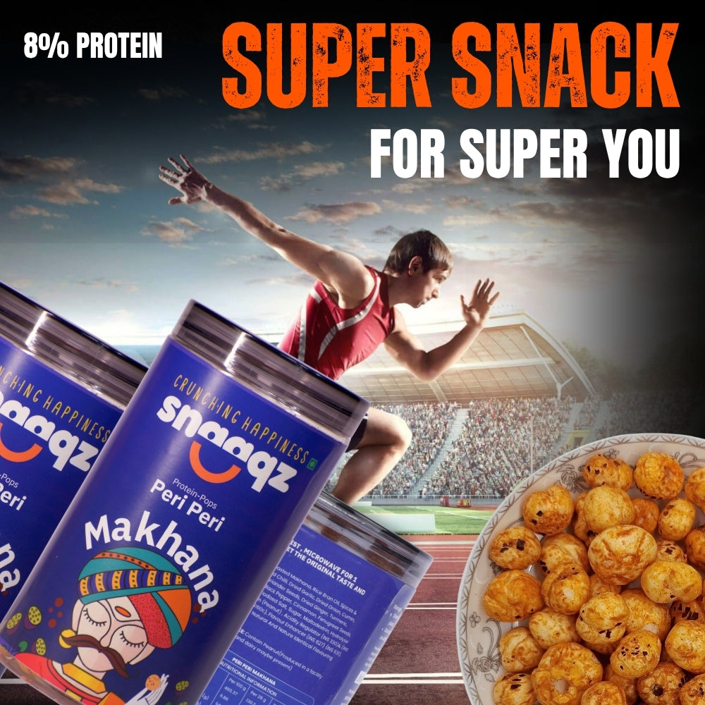 SNAAQZ Roasted Makhana Peri Peri 70g Spicy Healthy Crunchy Snack Gluten Free Protein Rich