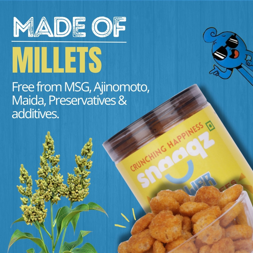 Healthy SNAAQZ Power Millet Puffs 120g – Gluten Free Roasted Snack