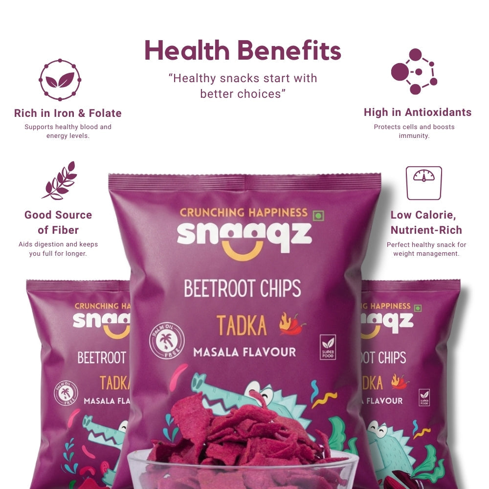 Masala Beetroot Chips – Vacuum-Fried, Gluten-Free, Vegan (4 x 70g)