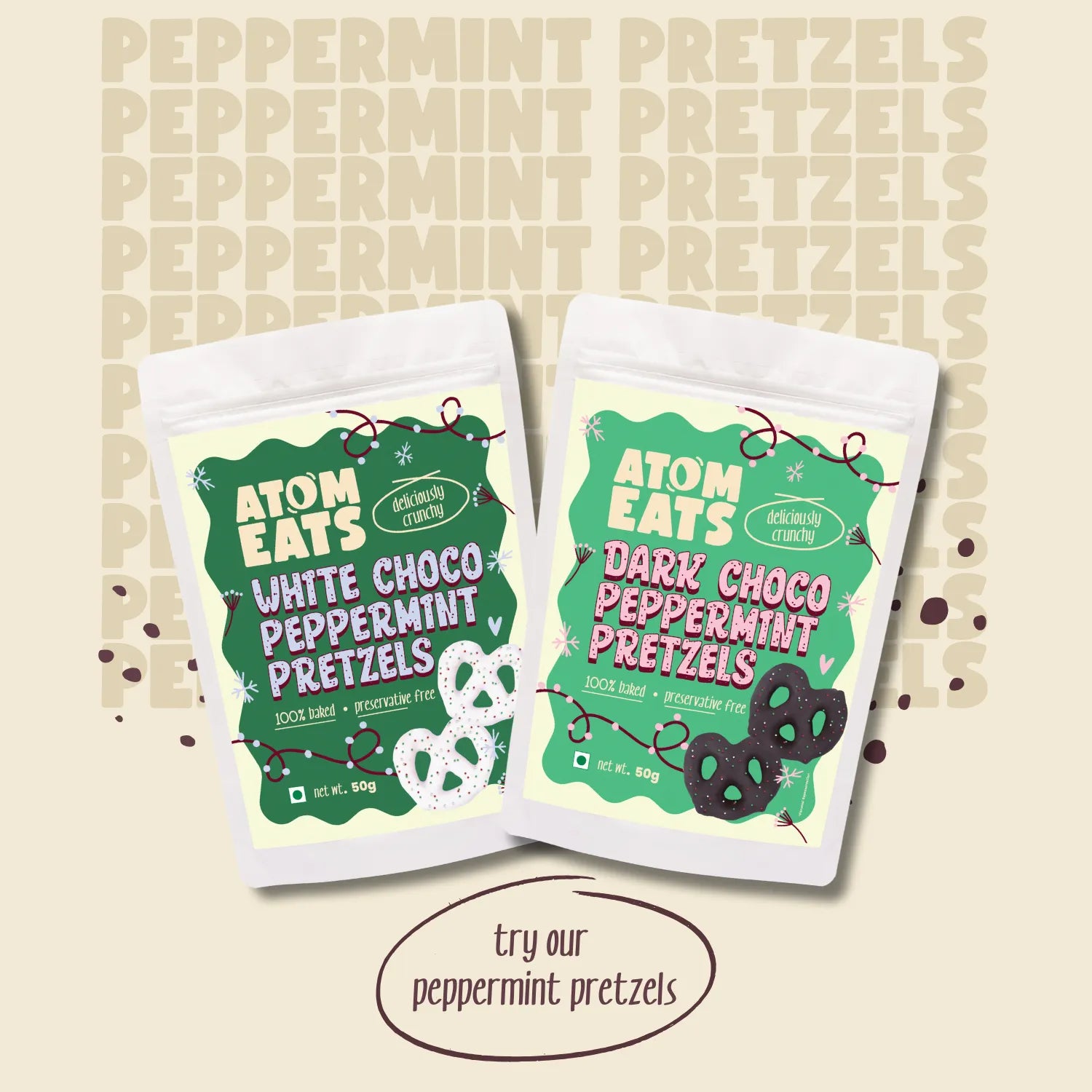 Dark Choco Peppermint Pretzels