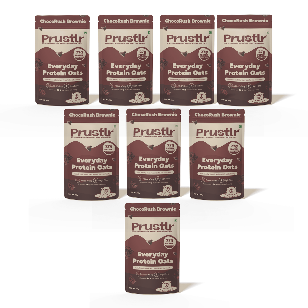 Everyday Protein Oats | ChocoRush Brownie | Pack of 8 x 60g