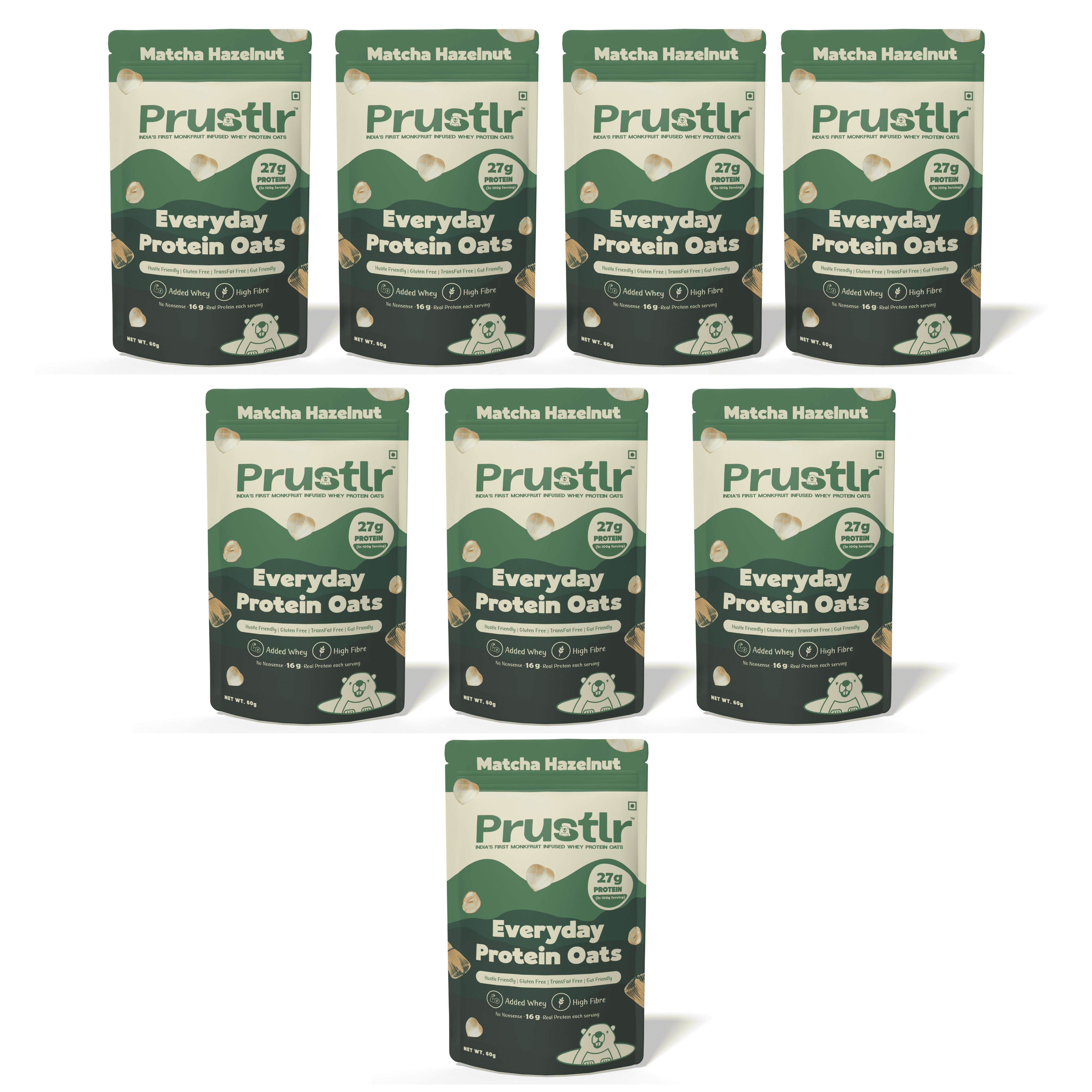 Everyday Protein Oats | Matcha Hazelnut | Pack of 8 x 60g