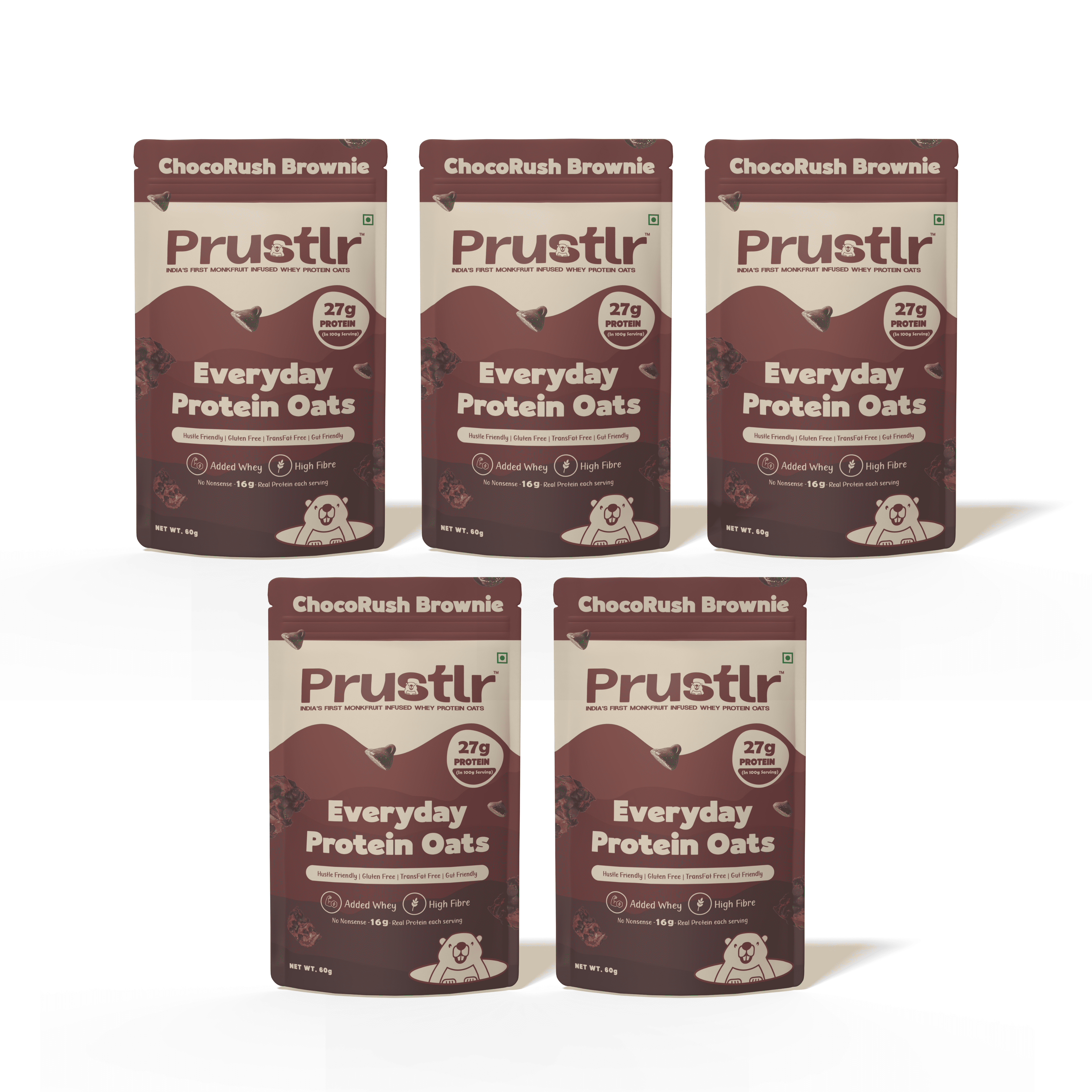 Everyday Protein Oats | ChocoRush Brownie | Pack of 5 x 60g