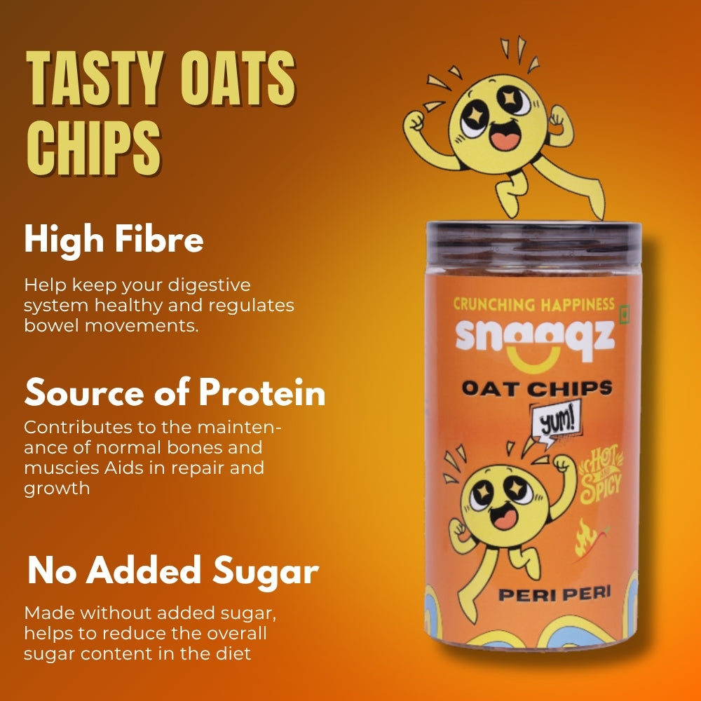 Roasted SNAAQZ Oats Chips Peri Peri 150g – High Fiber Healthy Snack Pack