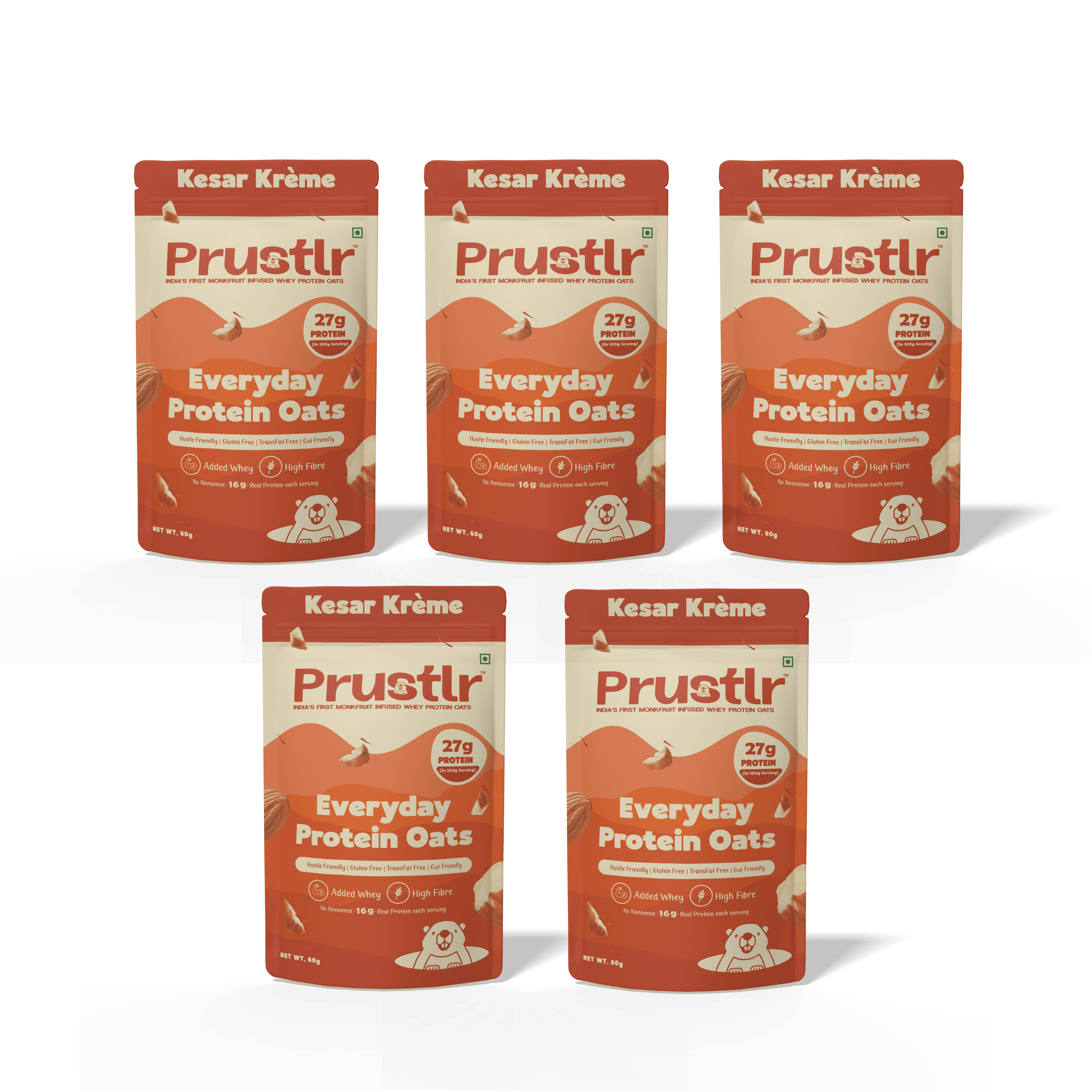Everyday Protein Oats | Kesar Krème | Pack of 5 x 60g