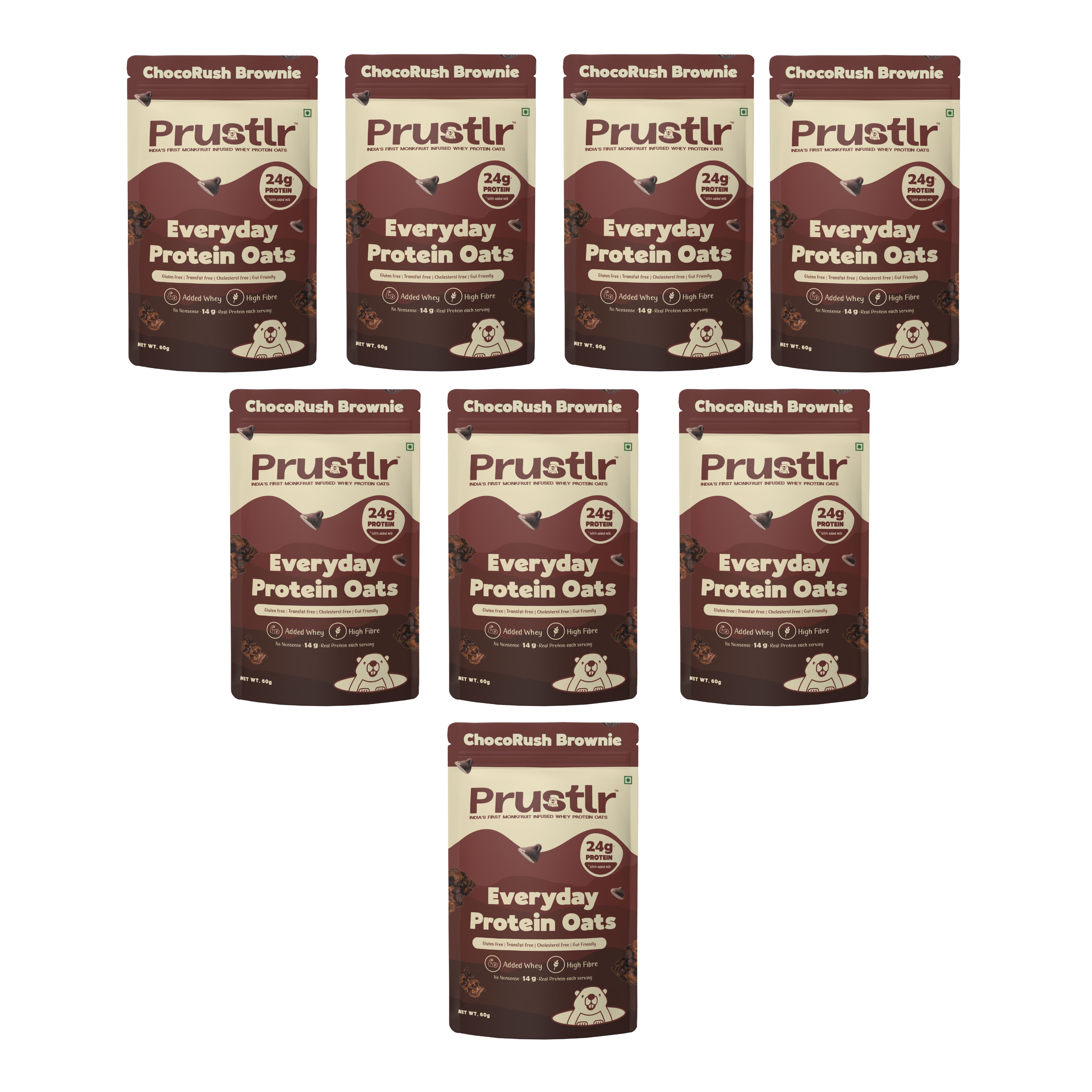 Everyday Protein Oats | ChocoRush Brownie | Pack of 8 x 60g