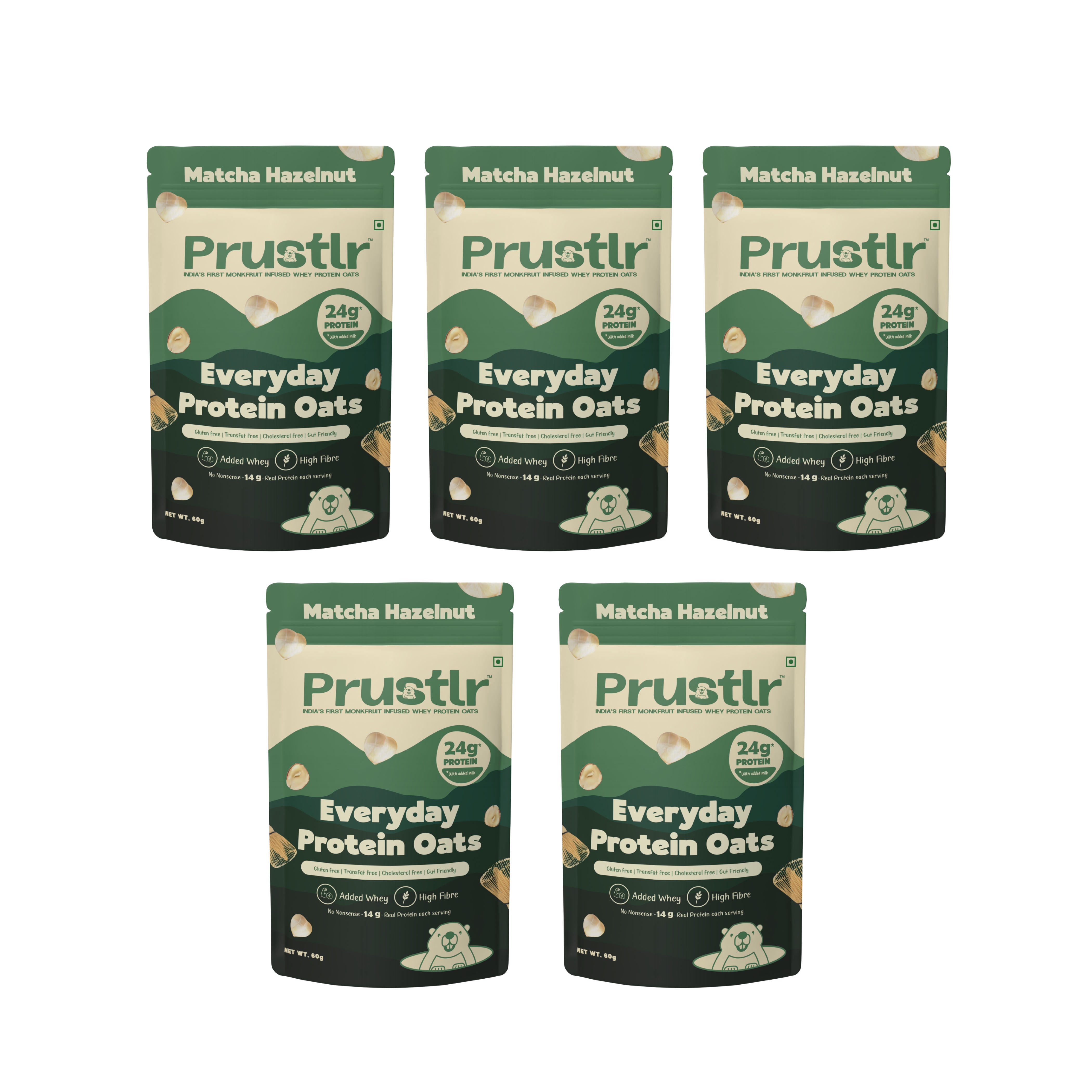 Everyday Protein Oats | Matcha Hazelnut | Pack of 5 x 60g