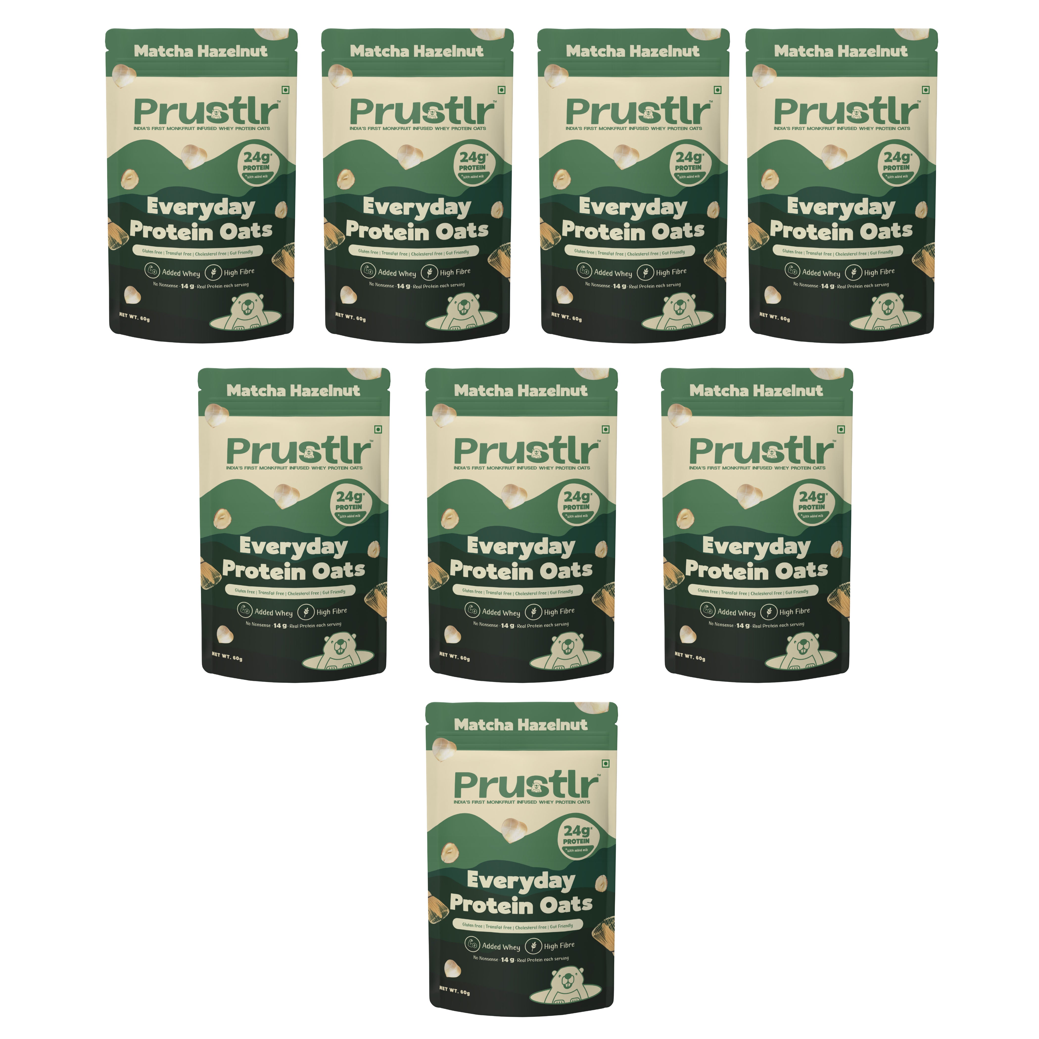 Everyday Protein Oats | Matcha Hazelnut | Pack of 8 x 60g