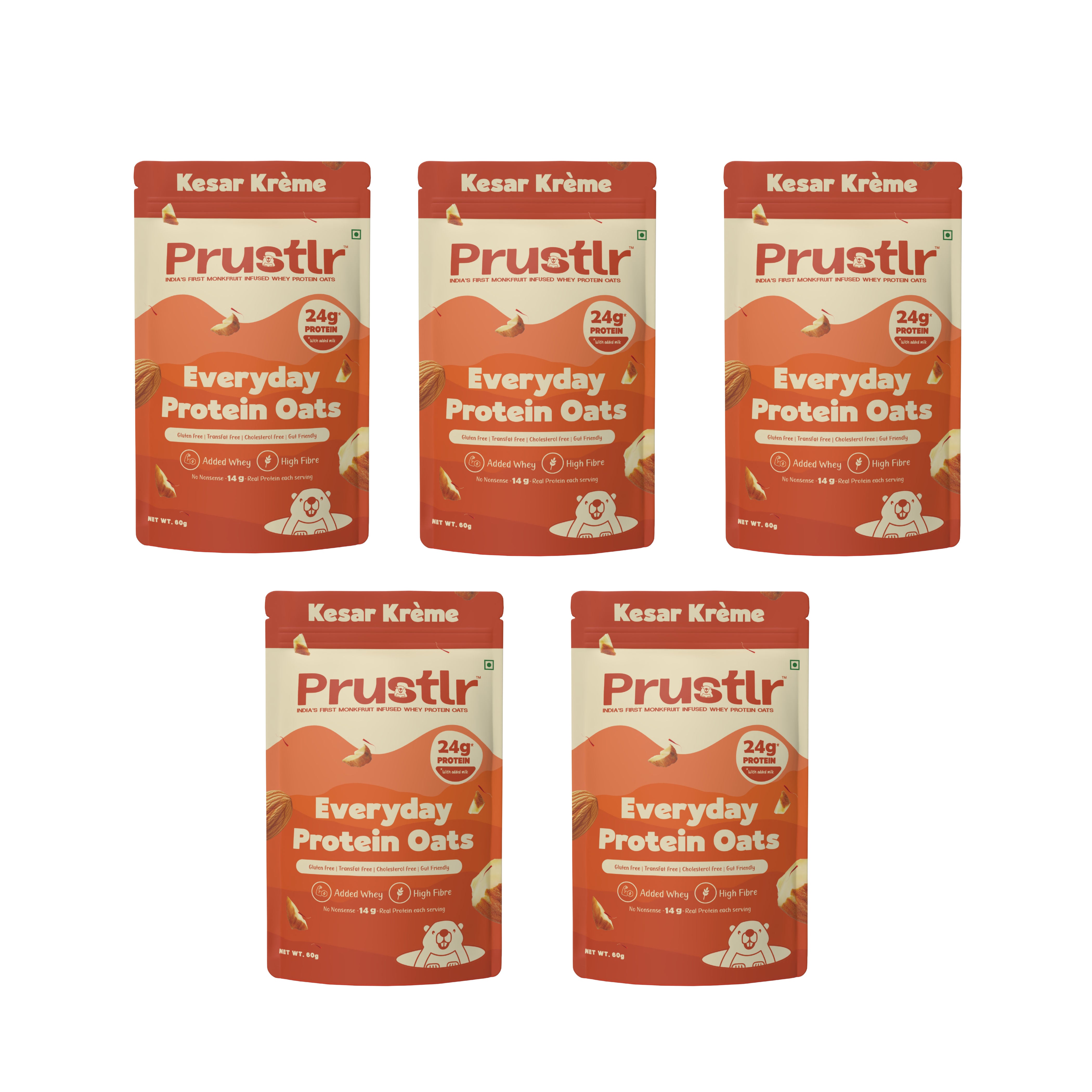 Everyday Protein Oats | Kesar Krème | Pack of 5 x 60g