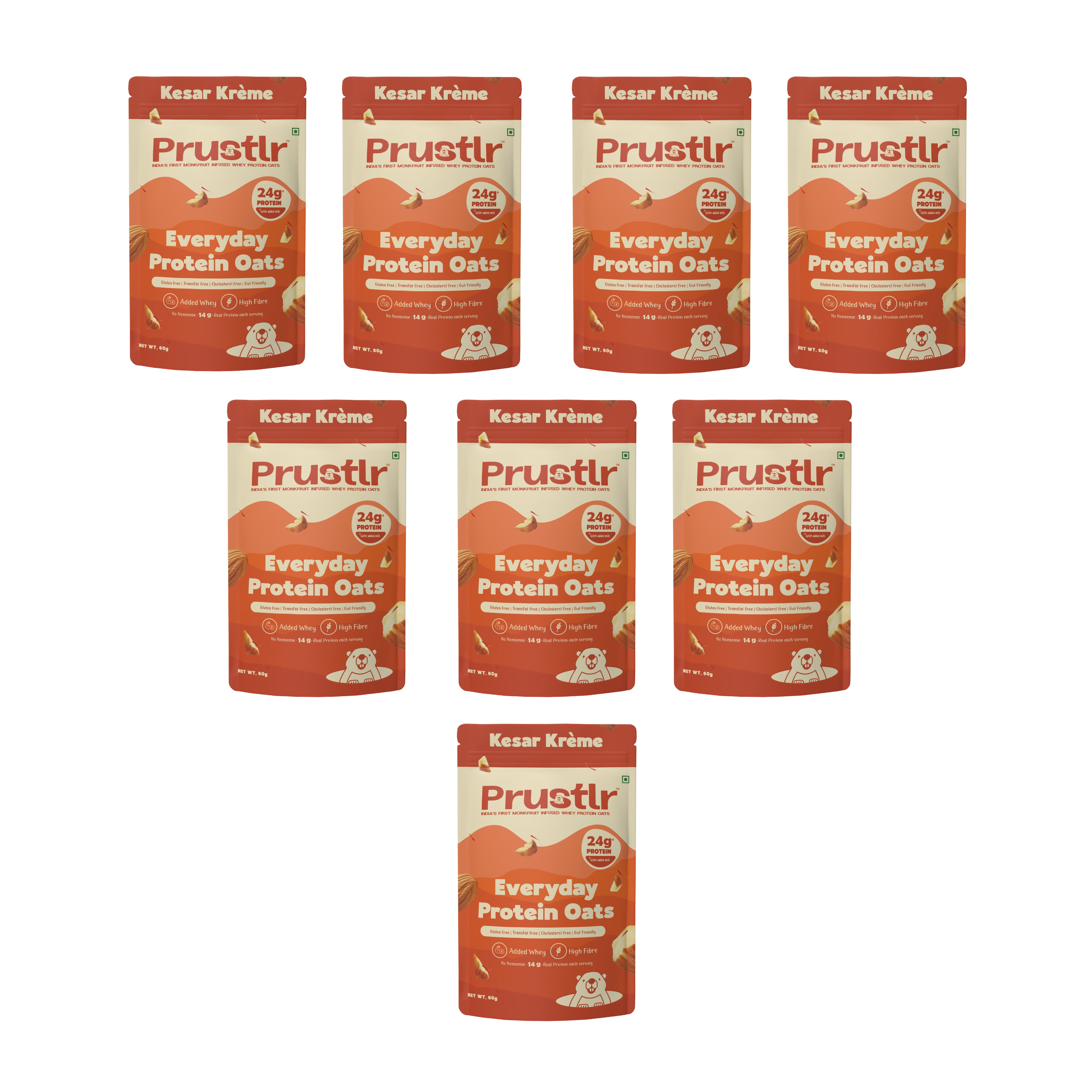 Everyday Protein Oats | Kesar Krème | Pack of 8 x 60g