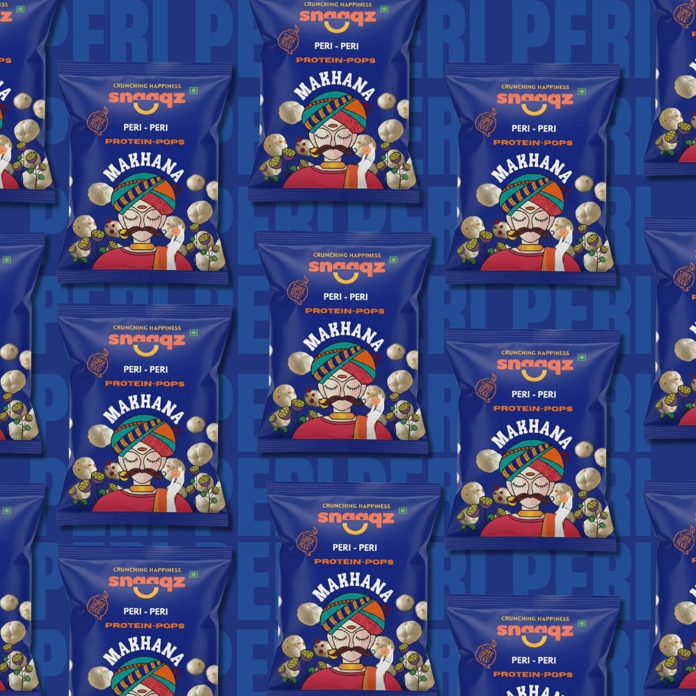 Snaaqz Roasted and Flavoured Makhana | Peri Peri Makhana | Pack of (2 x 30gm) | Namkeen Snacks & Puffed Snacks | Healthy Snack | Cholesterol Free | Gluten Free | Rich In Protein & Fibre