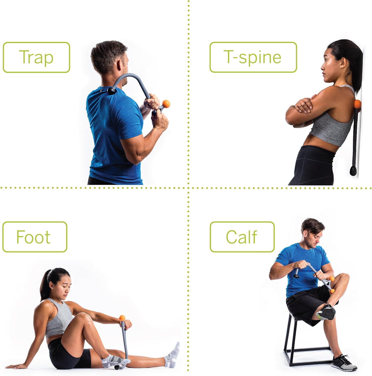 TriggerPoint AcuCurve Massage Cane, Relieves Muscle Aches and Pains in Shoulders, Spine, and Neck Self Massage Tool