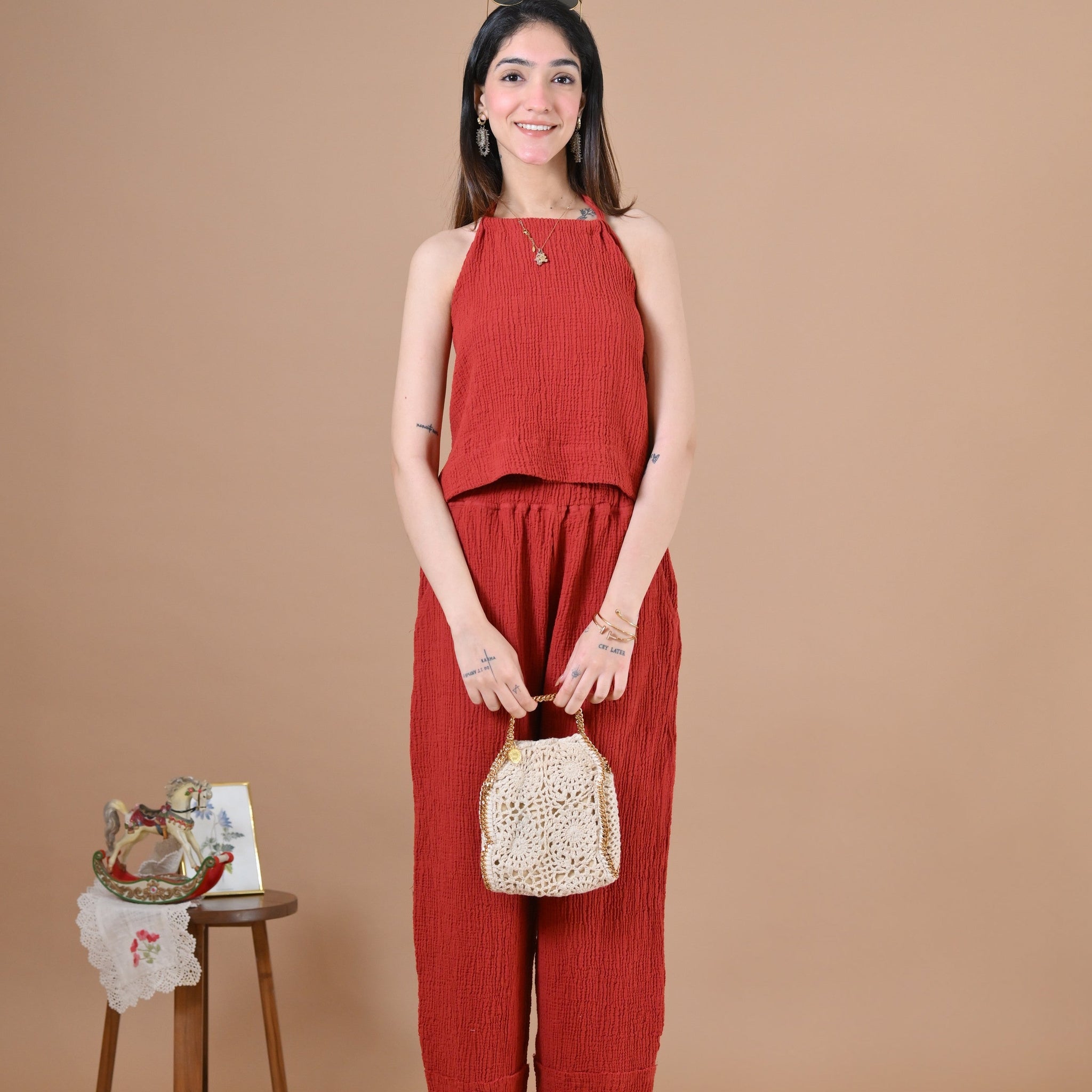 Mykonos Coord Set (Red Plum )
