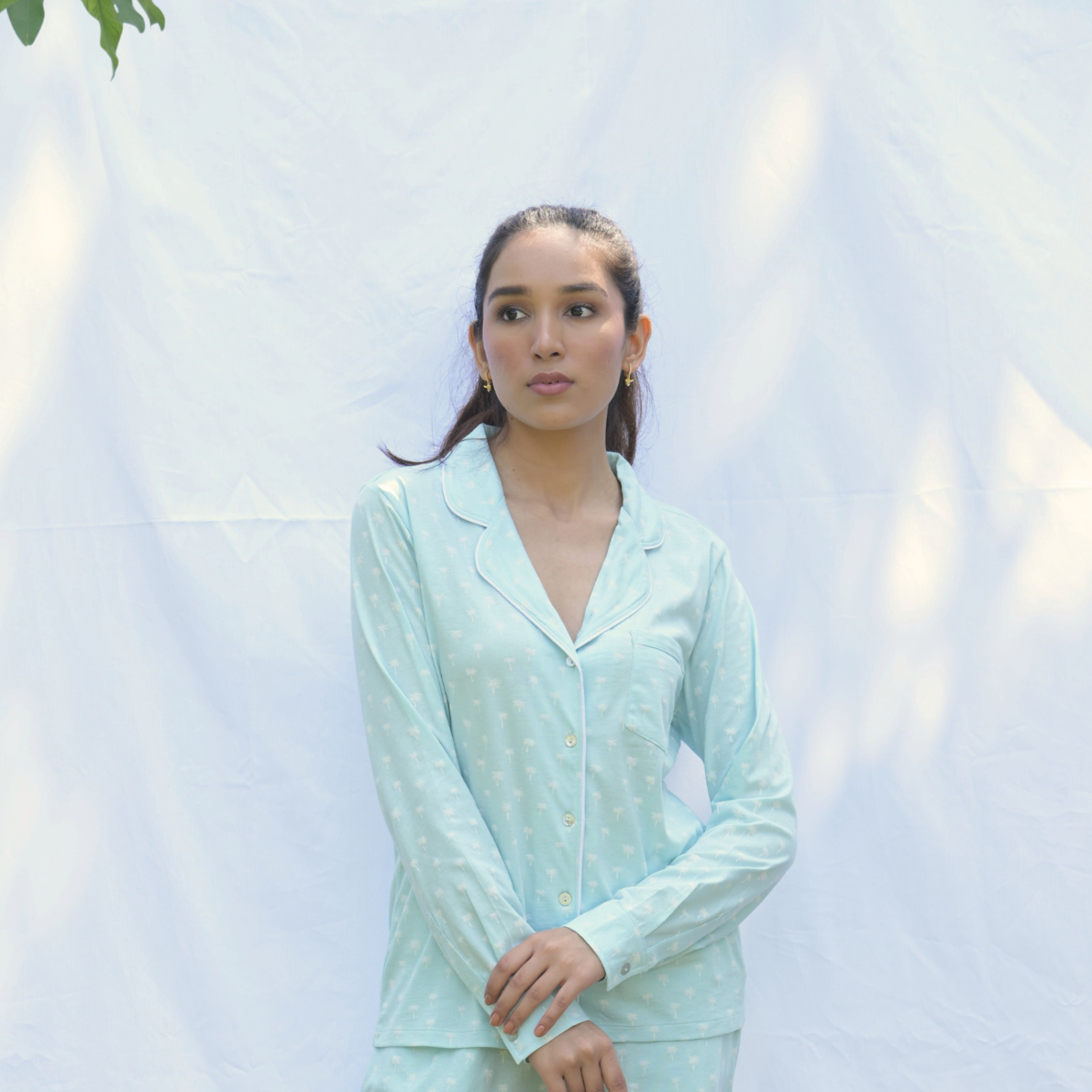 Cosy cocoon PJ  Blue Palm Prints Set