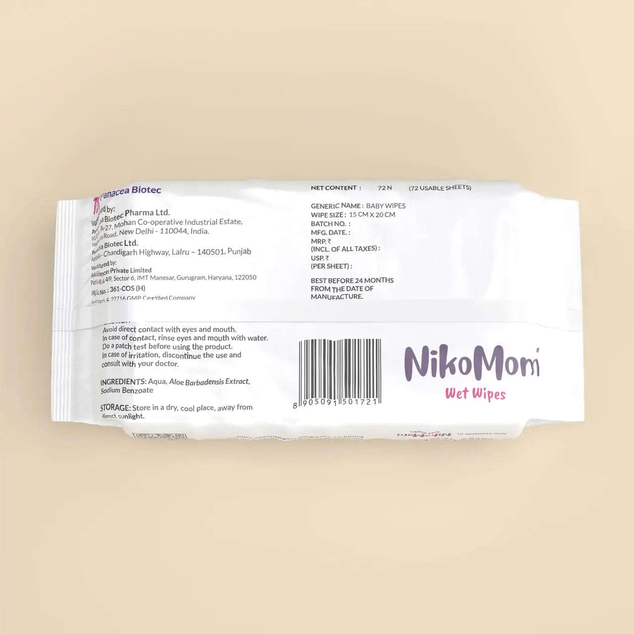 NikoMom 99.9% Pure Water Wet Wipes