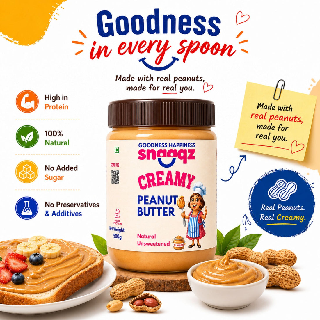 Natural Creamy Peanut Butter 500gm