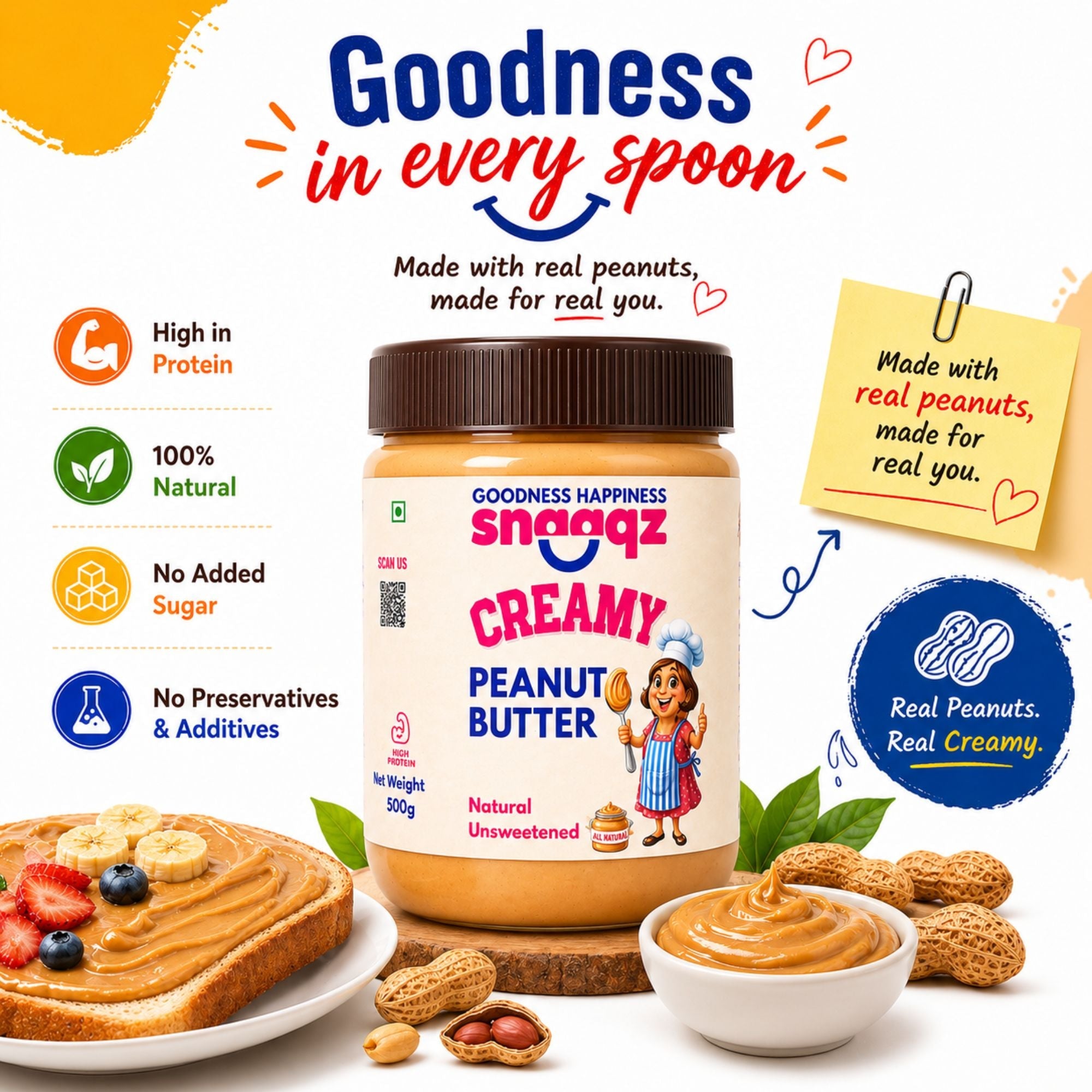 Natural Creamy Peanut Butter 500gm