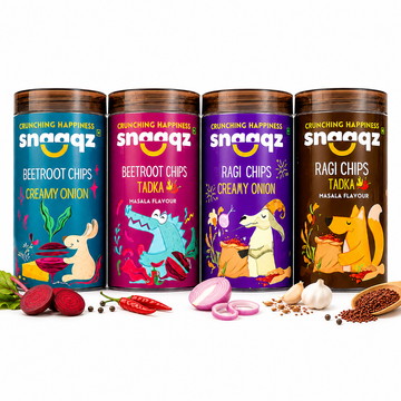 SNAAQZ Chips Combo – Beetroot & Ragi Chips 4 Flavours | 4 x 150 gms