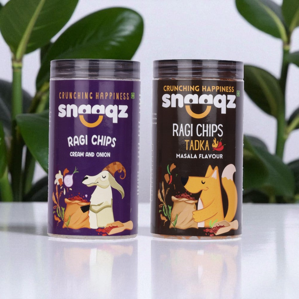 Healthy SNAAQZ Roasted Ragi Chips Cream & Onion 150g – Anytime Snacking Option