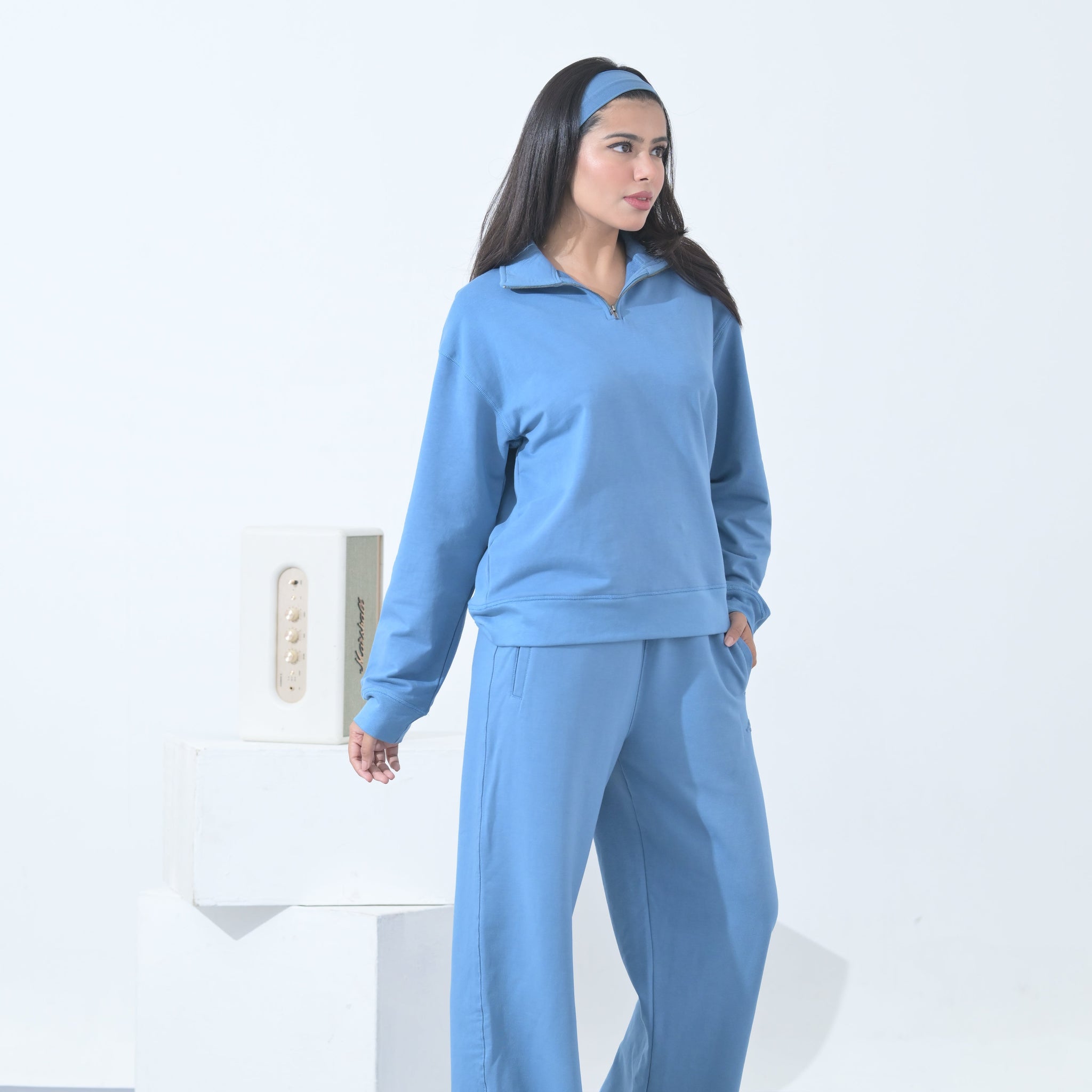 100% Supima Cotton Winter Tide Coord Set  (Surf Blue)