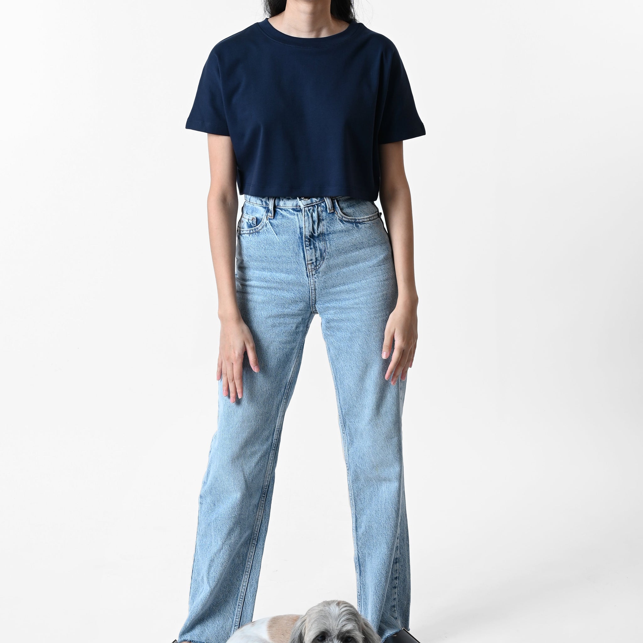 Comfort Crop Tee Navy Blue