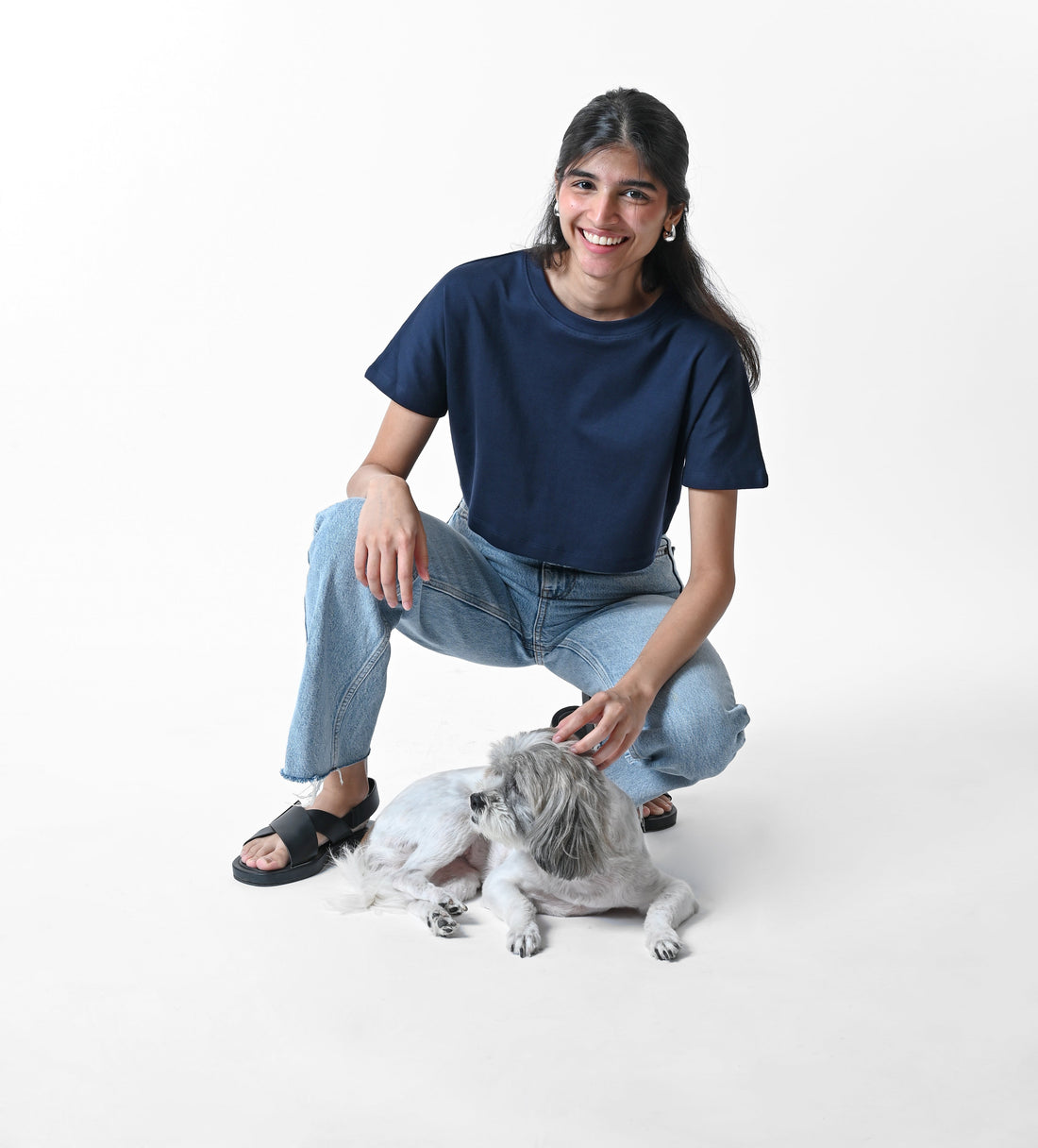 Comfort Crop Tee Navy Blue