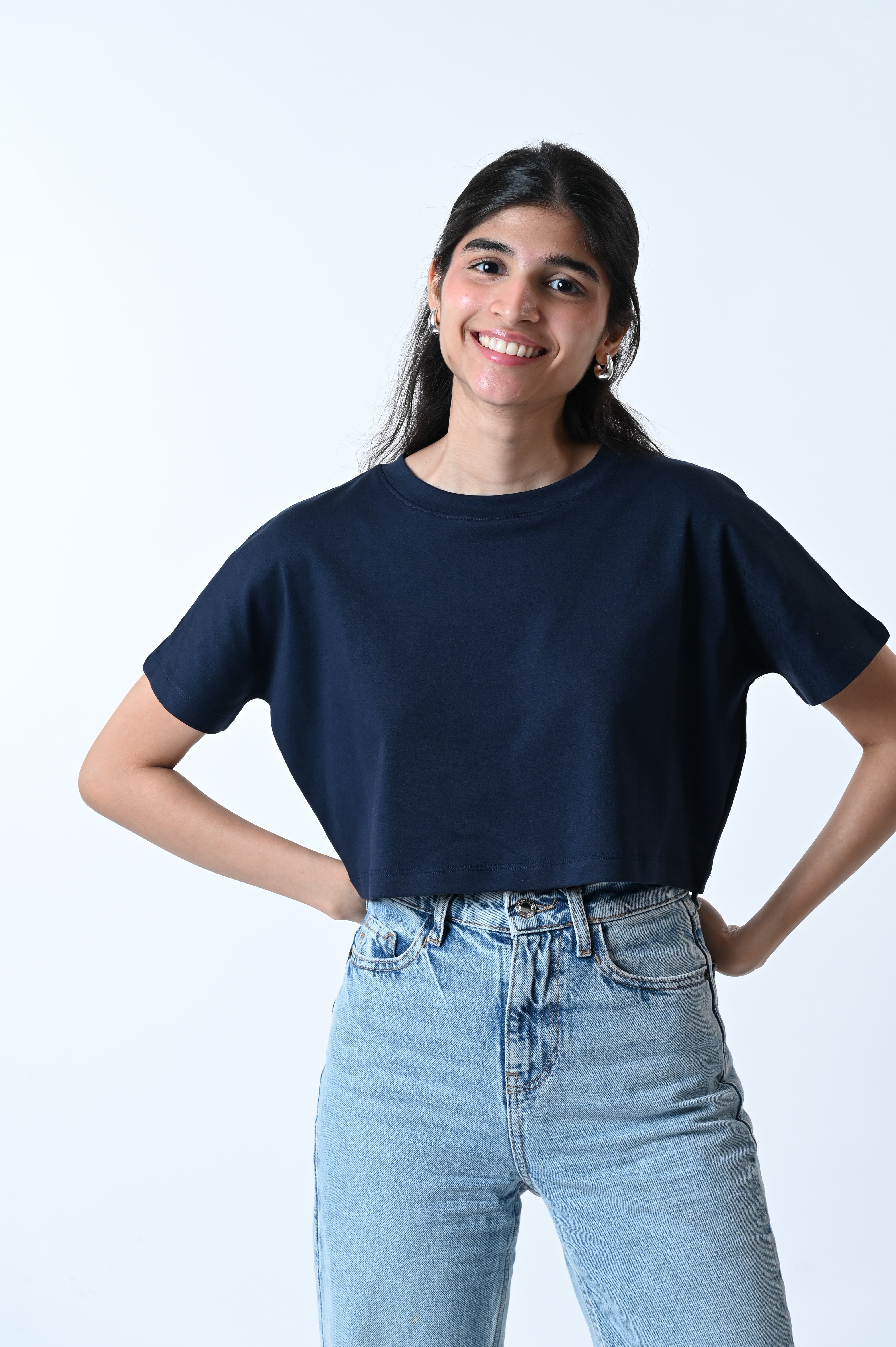 Comfort Crop Tee Navy Blue