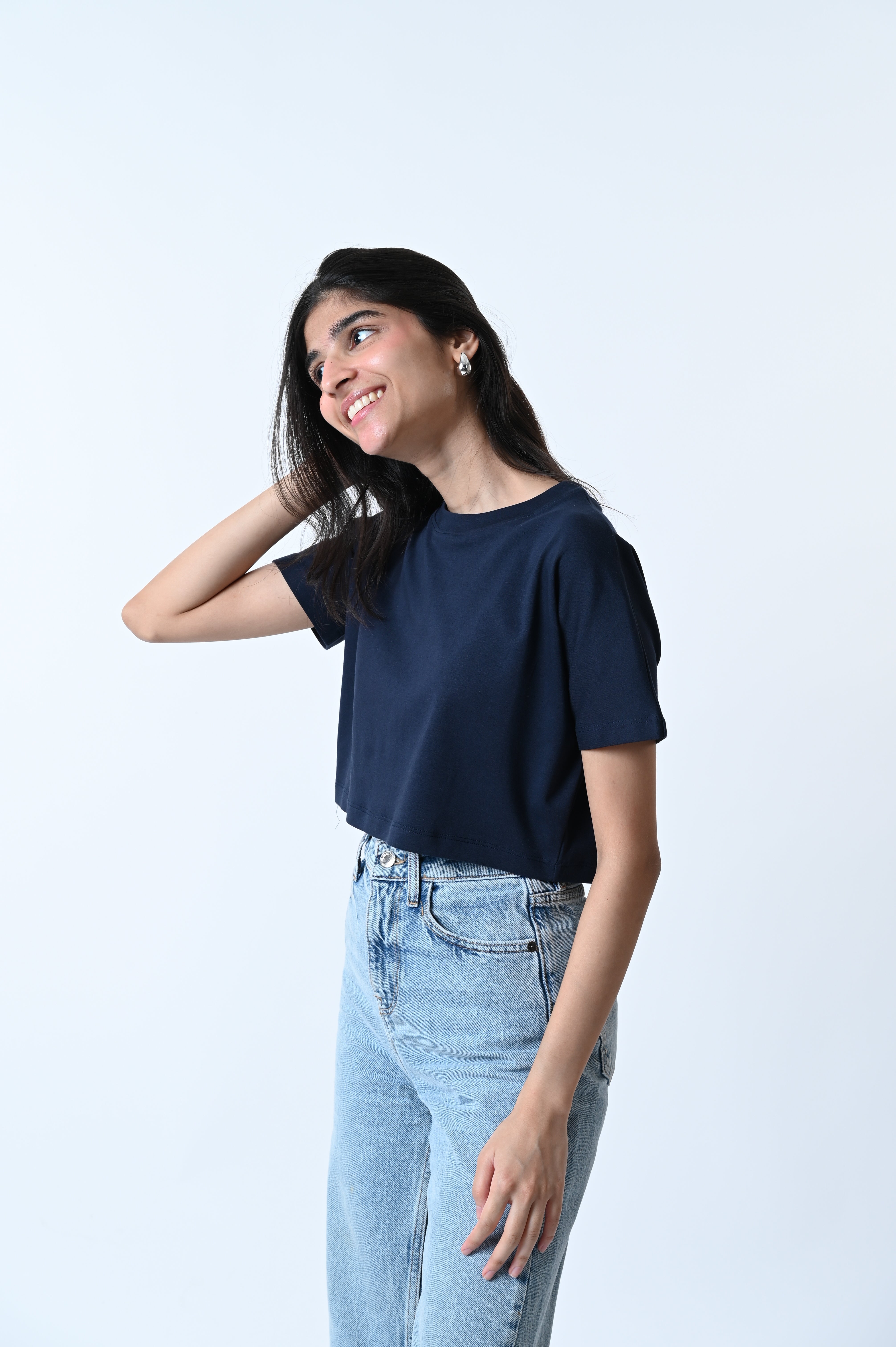 Comfort Crop Tee Navy Blue