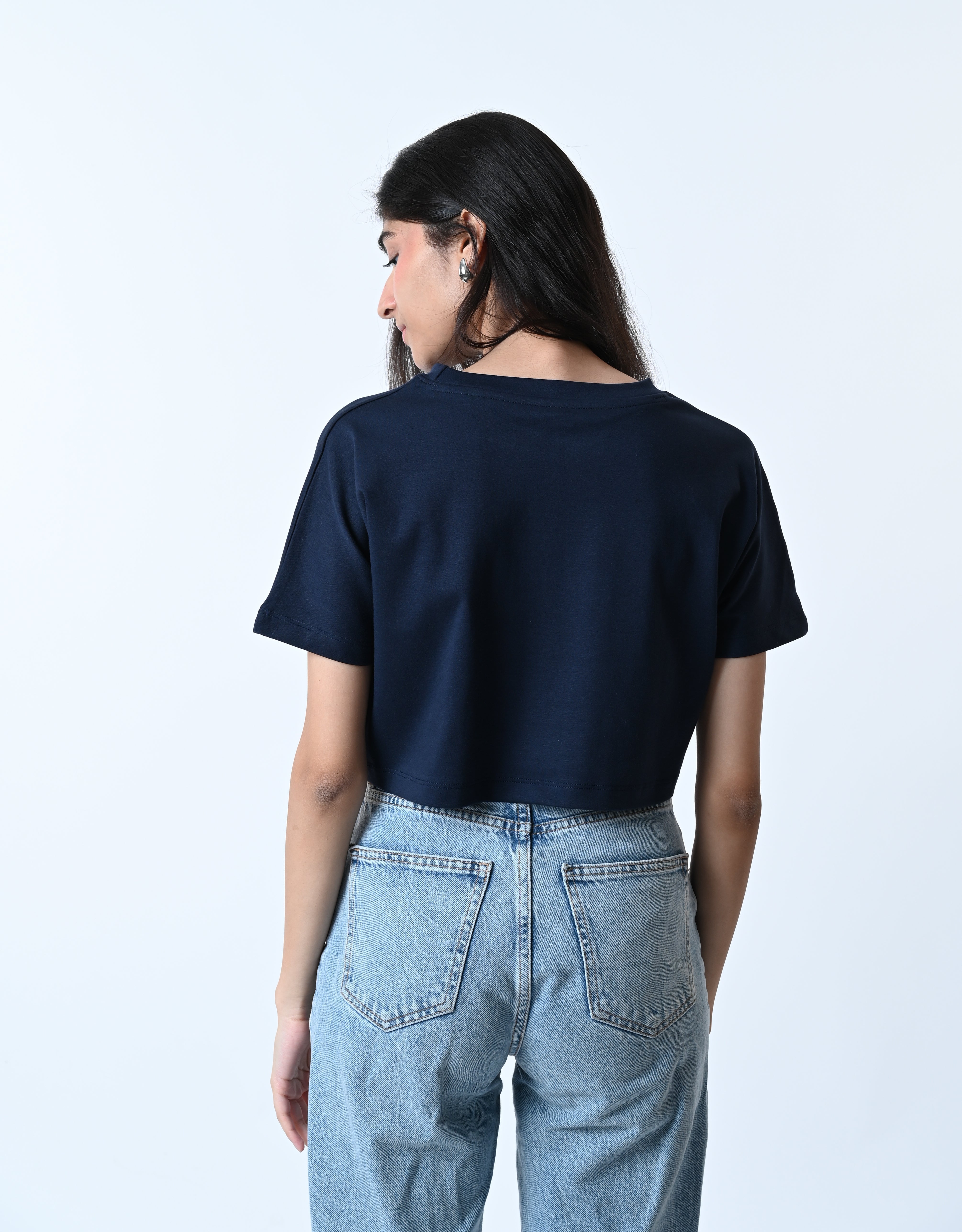 Comfort Crop Tee Navy Blue