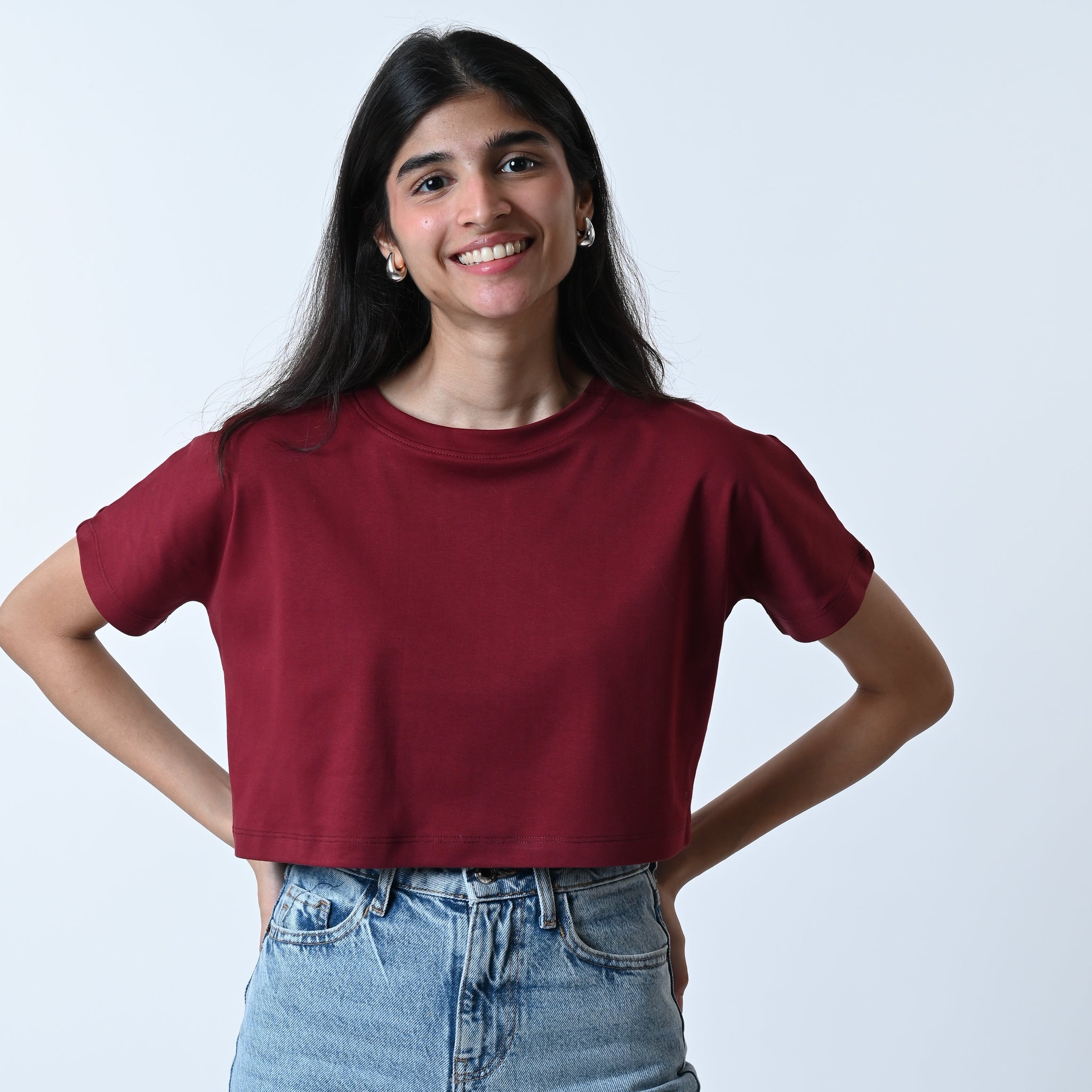 Comfort Crop Tee Wine