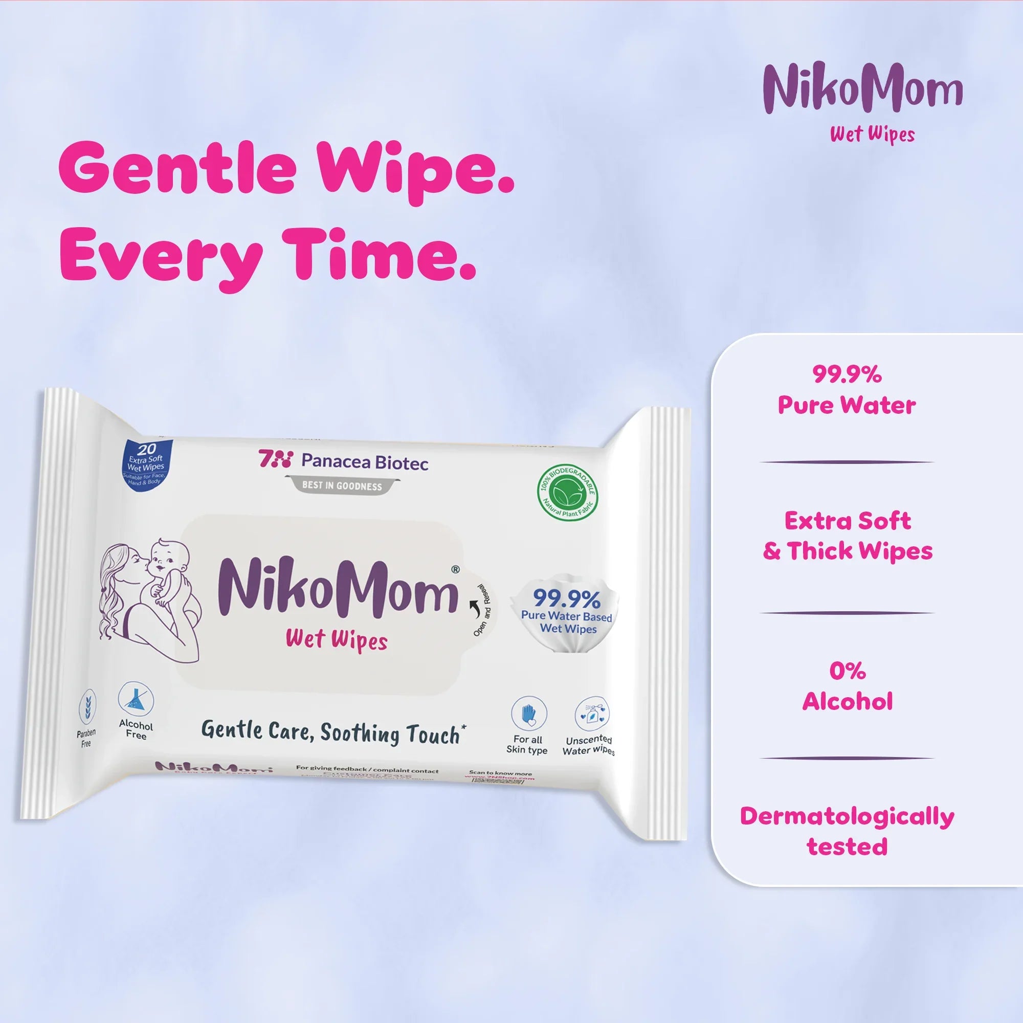 NikoMom 99.9% Pure Water Wet Wipes