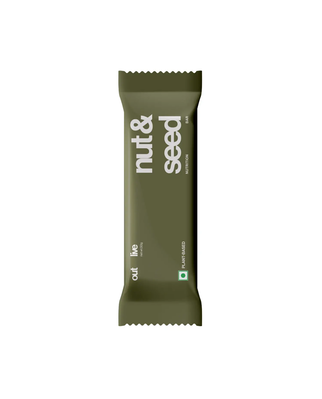 Outlive Healthy Nut and Seed Bar is a nutritious plant-based snack that is high in fiber, protein, and other vital elements for on-the-go eating.