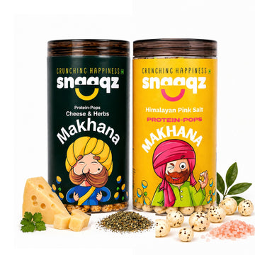 SNAAQZ Classic Makhana Duo Combo – Himalayan Pink Salt + Cheese & Herbs | 2 x 70 gms