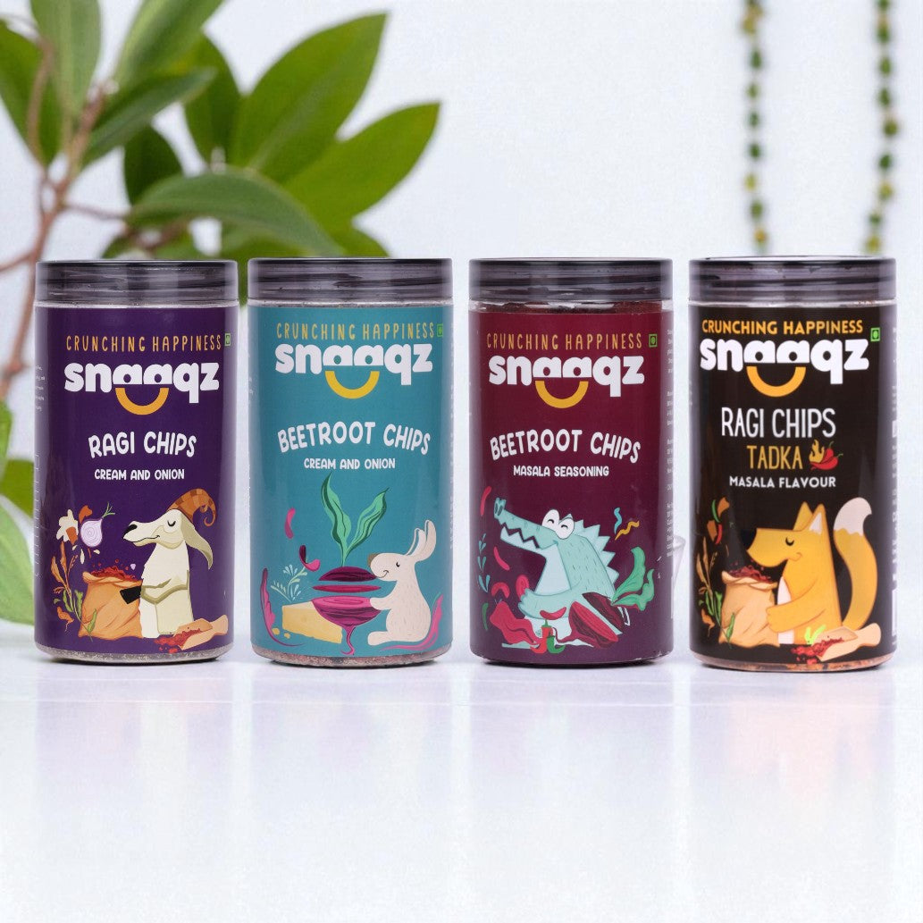 Healthy SNAAQZ Roasted Ragi Chips Cream & Onion 150g – Anytime Snacking Option